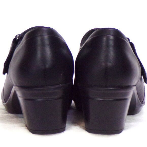 CLARKS COLLECTION size 9.5M black mid-heel Mary-Jane pumps cushioned insoles - Picture 6 of 14